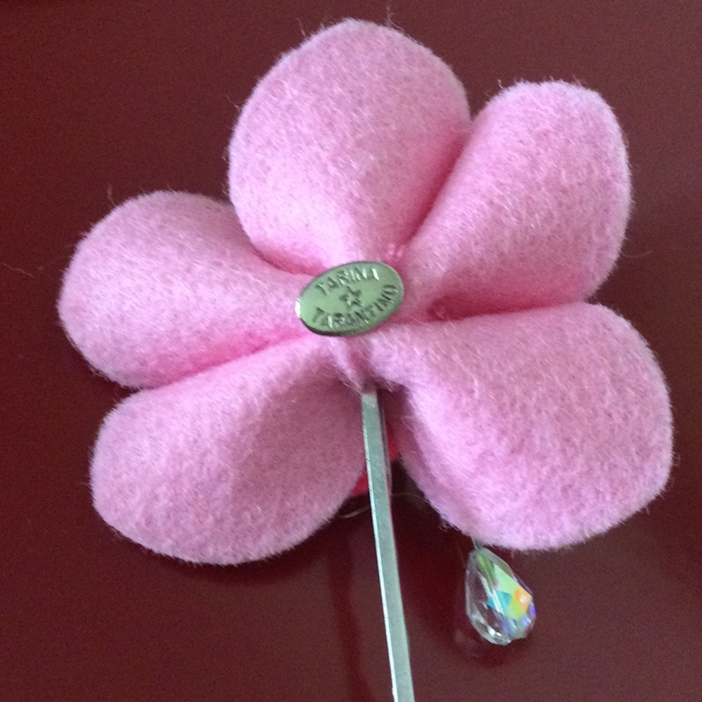 Tarina Tarantino Pink Swarovski Crystal Flower Bobby Pin - Picture 4 of 7